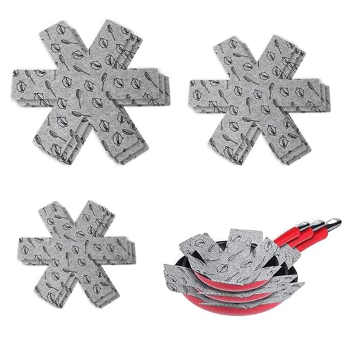 9Pcs proteggi Pentole e Salvapadelle,Proteggi pentole,Separatori pentole,Divisori Perfetti per Pentole,proteggerne le superfici per evitare graffi,3 Diverse Dimensioni (26/36/38Cm)