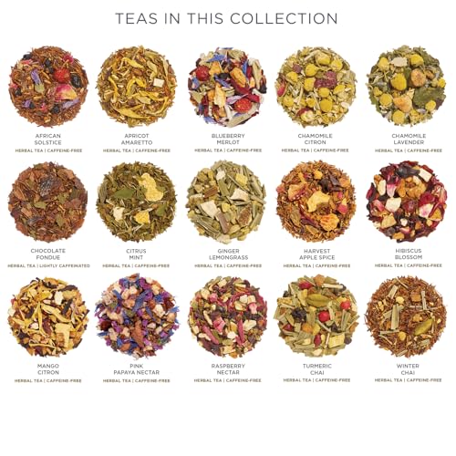 Image of Tea Forte Single Steeps Loose Leaf Tea Sampler, Assorted Variety Tea Box, 15 Single Serve Pouches, Herbal