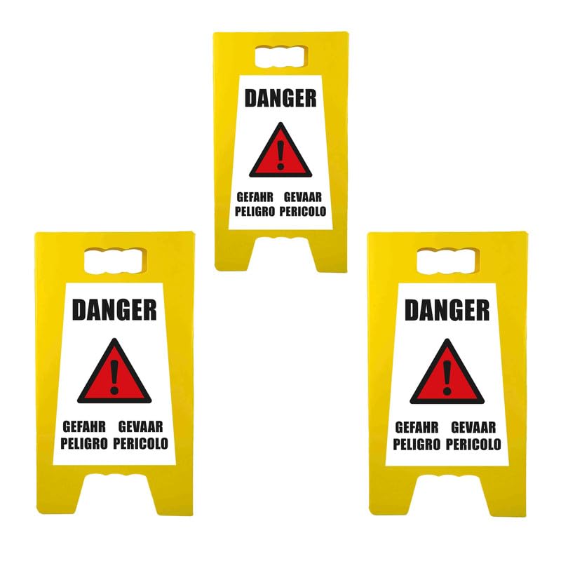 Caballete de señalización 'PELIGRO' de dimensiones 55 x 31 cm, juego de 3