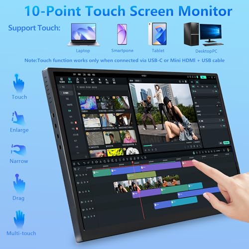 Image of 10.5 Inch OLED Touchscreen Portable Monitor - 2560x1600 2.5K Ultra-Thin External Touch Display with CNC Metal Case & Speaker Travel Secondary Display for Raspberry Pi, Window, macOS, PC, Switch, PS5
