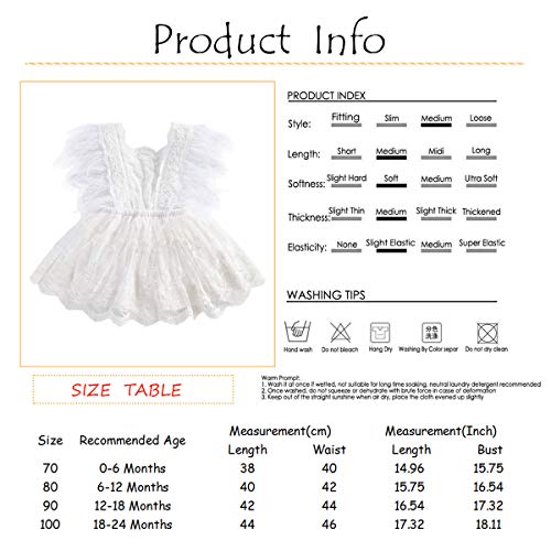 Newborn Infant Baby Girls Butterfly Sleeve Romper Clothes Ruffle Lace Bodysuit Tutu Dress Jumpsuit Princess Outfit (A-Lace Romper Off White, 12-18 Months) #TOP4