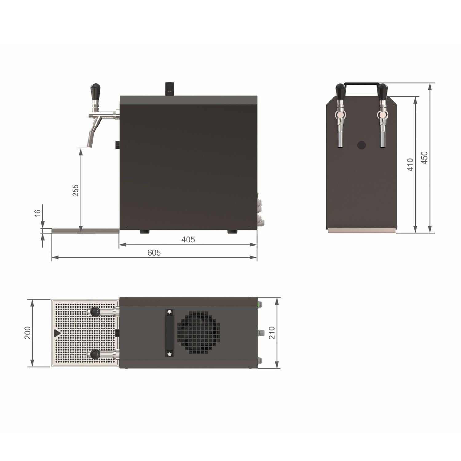 ich-zapfe Kit Completo: dispensador de Cerveza Stream 50, Enfriador de Flujo de 2 vías en seco, hasta 55 litros/h - EDICIÓN Negra, KEG:Type D, KEG 2:Type S
