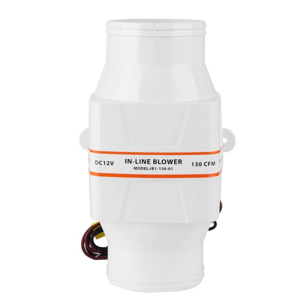 Soplador de sentina marina de 3 "en línea, soplador de sentina marina impermeable de 130 CFM con ventilador de ventilación silencioso fuerte, soplador de aire para barcos, yates, caravanas(12V)