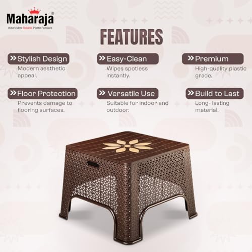 Image of MAHARAJA Plastic Coffee Table for Home & Office, DIY Assembly,(Brown,Set of 2)