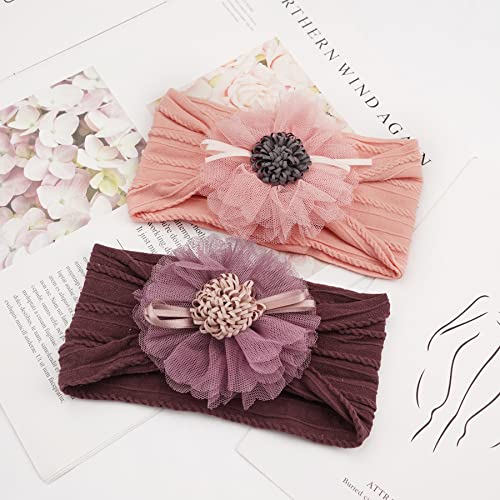 Ayesha Baby Girls Headband Chiffon Flower Soft Stretchy Bow Hair Band Newborn Floral Headbands Set Hair Accessories For Baby Girls Newborns Infants Toddlers(6Pcs) #TOP3