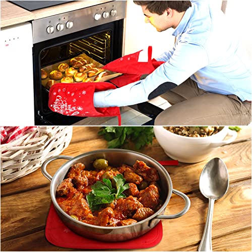 6 Pieces Teacher Appreciation Gift For Woman Funny Pot Holders Teacher Cookies Oven Pads Heat Resistant Microwave Oven Mitt Potholders With Hand Pocket For Teachers (Red, Tree Style) #TOP2