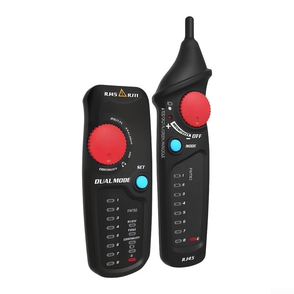 Netzwerk Kabeltester FWT82 Dual Mode für RJ45 RJ11 - Leitungstester mit Tonsuche & Kontinuitätsprüfung für LAN CAT6 CAT7 - Schwarz 12x21cm