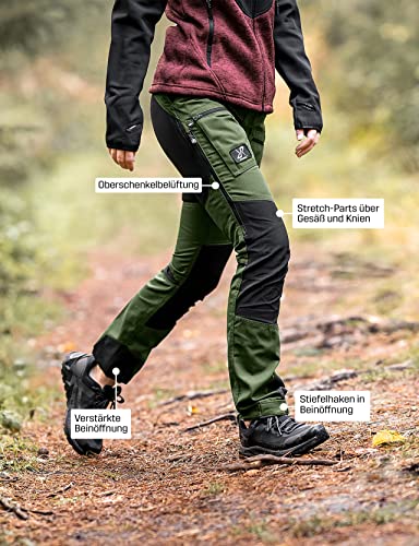 RevolutionRace Damen Nordwand Pro Pants, Hose zum Wandern und für viele Outdoor-Aktivitäten, Forest Green, XL
