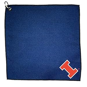 Team Golf NCAA Illinois Fighting Illini Microfiber Golf Towel, 15×15 (Multicolor)