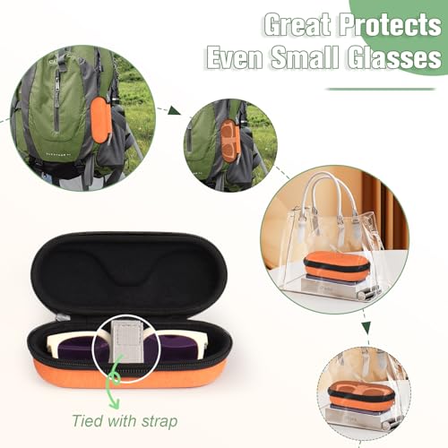 Image of Bukere Sunglasses Case, Hard Shockproof Glasses Case with Secure Strap & Carabiner Hook, Eyeglasses Storage Organizer