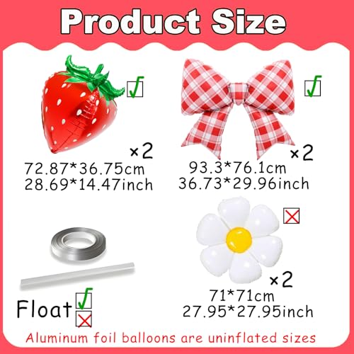 Image of Strawberry Balloons Gingham Globos De Fresa Strawberry Birthday Party Decorations Picnic Birthday Decoration Globos De Fresas Para Cumpleanos Strawberry Baby Shower Decor Berry Sweet Baby Shower Decor