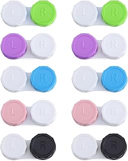 Contact Lens Case, 10 Pcs Multicolor Leak-Proof Contact Lens Holder Boxes, Left/Right Eyes Portable Contact Lens Storage Case for Contact Lens Storage, Eye Care(5 Colors)