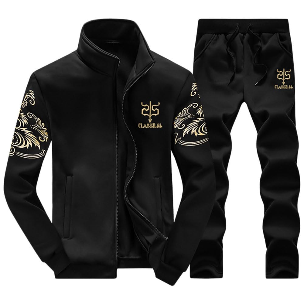 MISSMAO Tuta Uomo Atletico Jogging Felpa Manica Lunga con Cerniera Pantaloni della Tuta da Jogging Tute Activewear Tuta Sportiva in Due Pezzi, per Tempo Libero, Sport, Palestra, Casa E Calcio