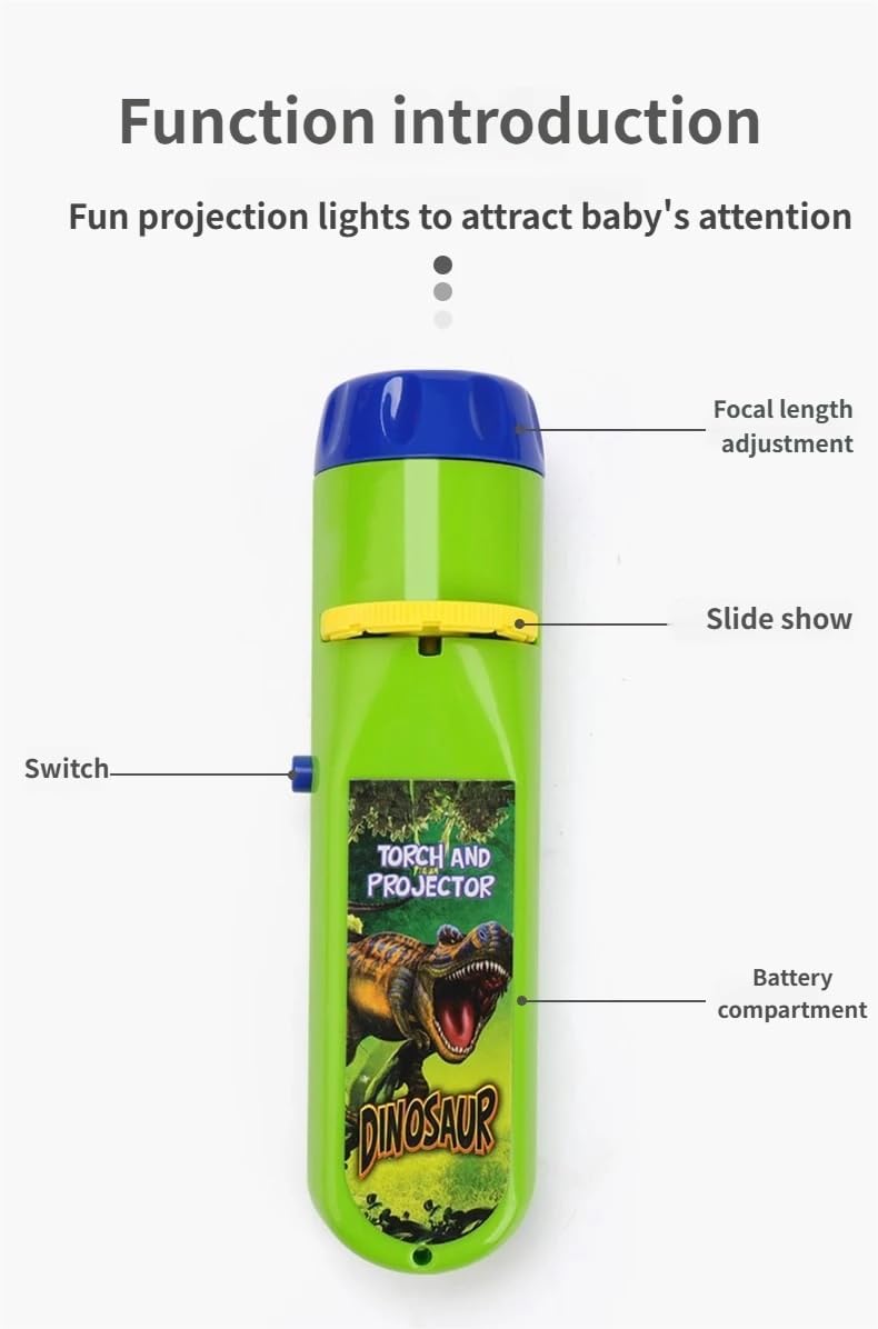 Dinosaur Projector Flashlight, 1 Set Dinosaur Projector Toy with 3 Discs & 24 Patterns, Portable Dinosaur Projector Flashlight, Night Light Technology Toy for Christmas (3 PCS)