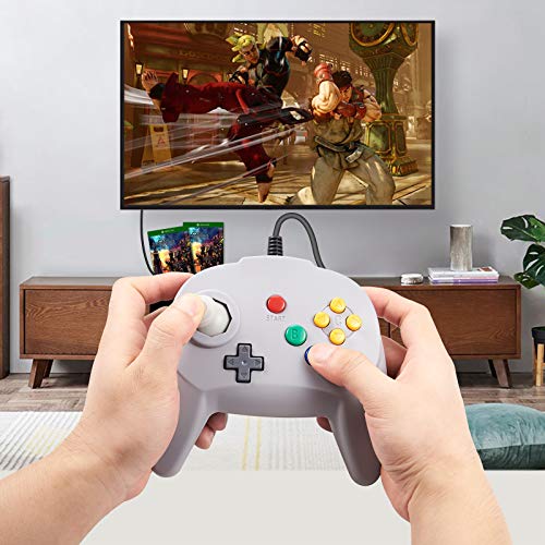 KIWITATA N64 Mini USB Controller, Retro N64 Wired 64-bit PC Remote Upgraded Joystick Game Pad Controller for Windows PC MAC Linux Raspberry Pi Grey - Thumbnail 7