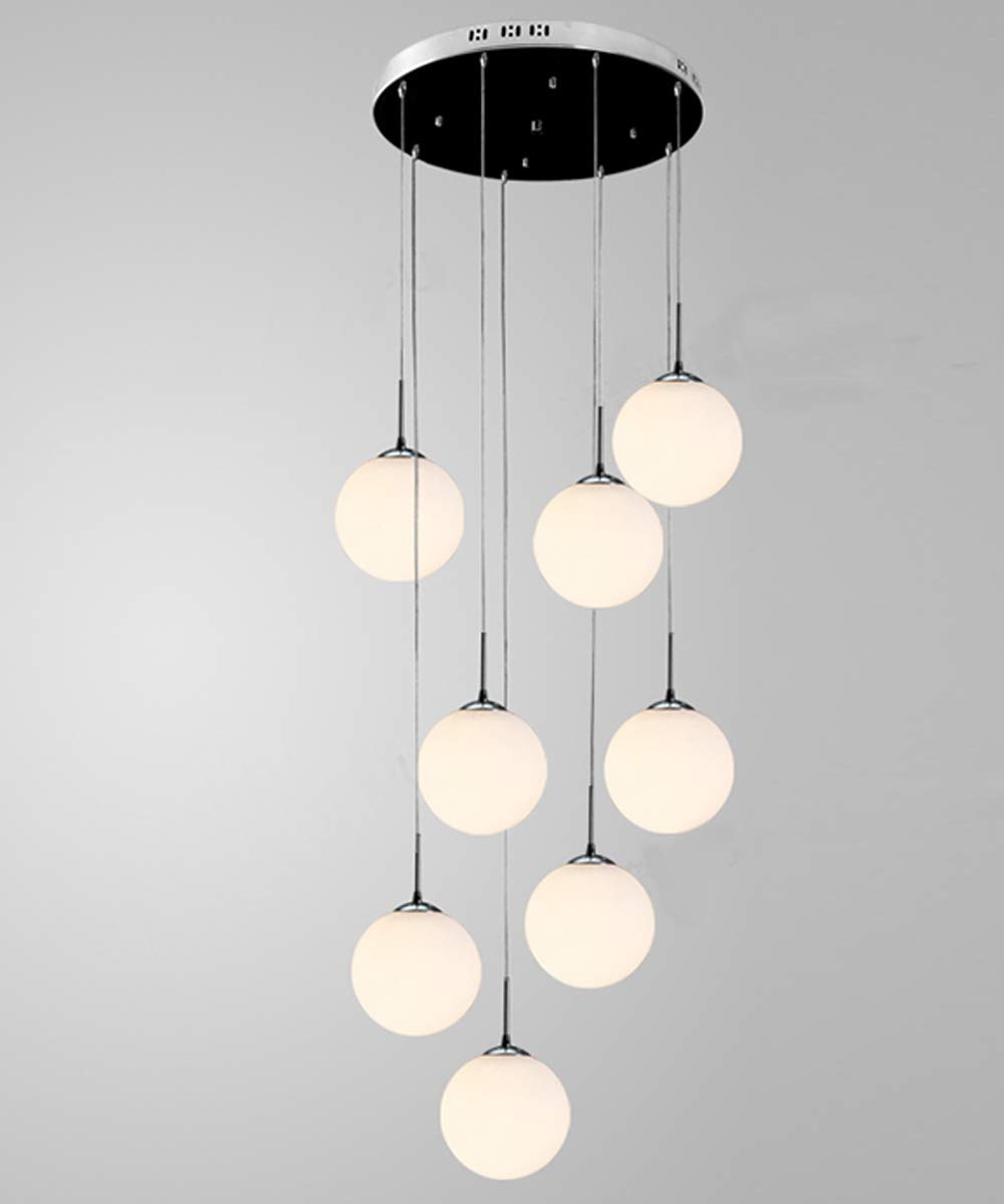PCXEHUYP Customizable Minimalist Staircase Long Chandelier Duplex Hollow Living Room Loft Modern Creative Hotel Villa Stairwell High Ceiling Pendant Light Glass Ball, Size 40x200cm(Size:8 lights-B)