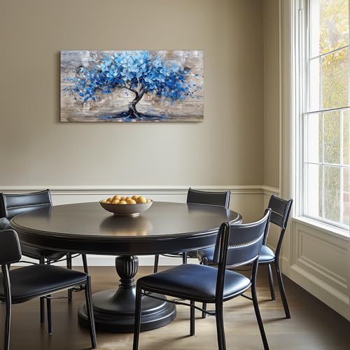 SERIMINO Tree of Life Large Wall Art Prints, Blue Tree Abstract Canvas Art Wall Decor, Nature Plant Artwork for Walls, Modern Aesthetic House Decorations Living Room Bedroom Home Office 20"X40"