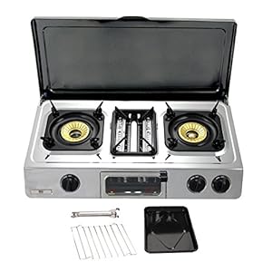 NJ G-87C Réchaud à gaz de camping – 3 Feux Plaque de Cuisson Portable Gril et Four Brûleur