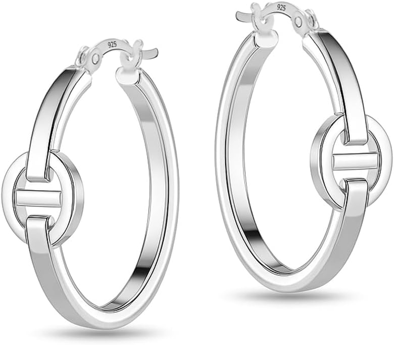 LeCalla 925 Sterling Silver Hoop Earrings | Lightweight Click-Top Gold Plated Anchor Infinity Earrings for Women