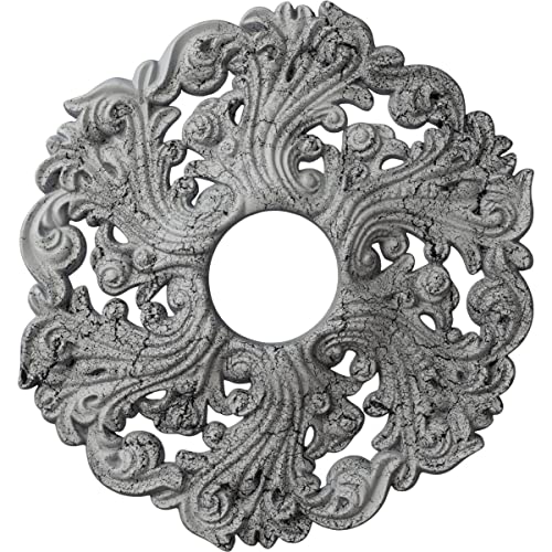 Image of Ekena Millwork CM19ORUWC Orrington Ceiling Medallion, Ultra Pure White Crackle