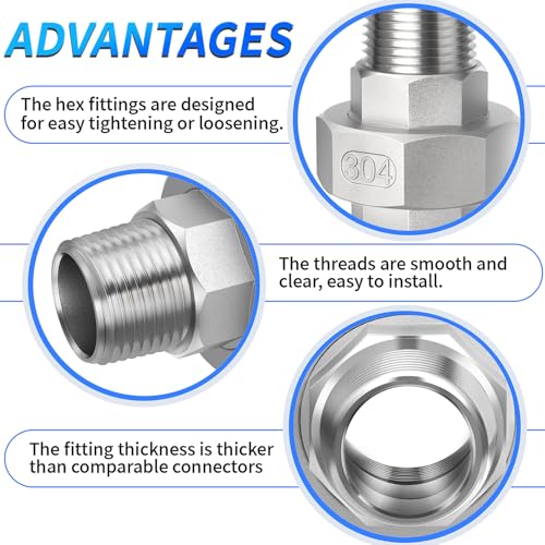 Image of ChillWaves 304 Stainless steel Cast Pipe Fitting, Union，2 inch NPT Male x 2 inch NPT Female，Thread Adapter(1-PACK)