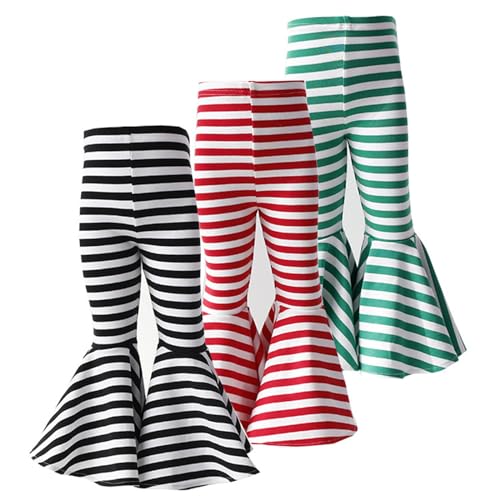 Kids Girls Bell Bottom Leggings Toddler Striped Long Pants Girl Stretchy Ruffle Leggings Bell Bottom Pants3