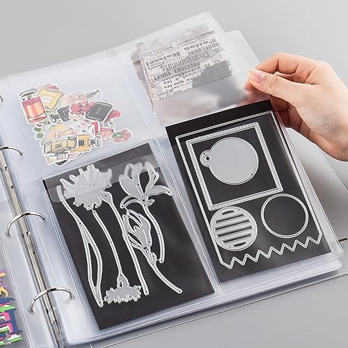 Image of 20 Pages A4 4-Rings Clear Stamps Storage Embossing Folder Storage Photo Storage Album Seal Bags Storage Keeper Cards Folder Storage Bag for DIY Scrapbooking Arts Crafts Collecting Bags