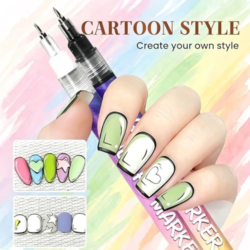 Image of 12 Color Nail Art Pens, 0.5 MM Nail Polish Pens Set Drawing Painting Point Liner Acrylic Painted Pen Kit, Waterproof and Quick-drying Nail for DIY Nails Art Design Manicure Tools (0.5mm)