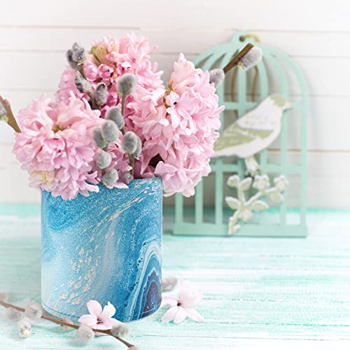 Image of Marble Pen Holder for Desk, Pencil Organizer Office Decor, Large Makeup Brush Holder Pu Leather Multi-Functional Organizer Cup for Office, Home, Classroom, Blue Marble