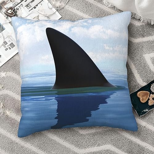 Housse de coussin velours côtelé requin 50x50 cm pour décoration de salon - 2