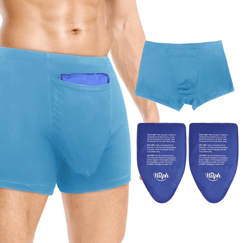 Hilph Vasectomy Ice Pack for Men, Vasectomy Gift for Men with 2 Custom Fit Ice Packs for Testicular Support and Pain Relief, Reduce Swelling (Blue, Medium)