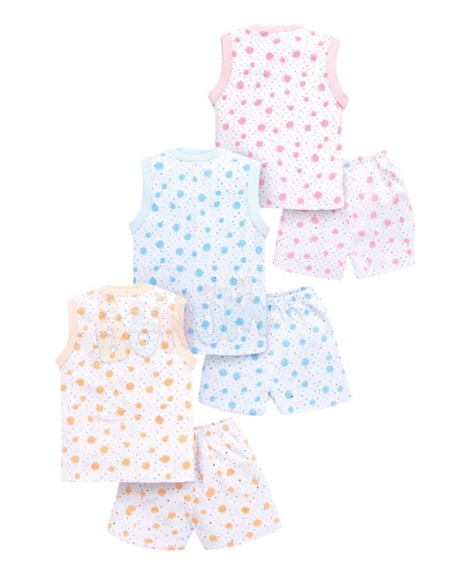 Image of BONUM Baby's Boy's Girl's 100% Cotton Button Shirt with Pyjama Pant Set of 3 New Born Baby Clothes