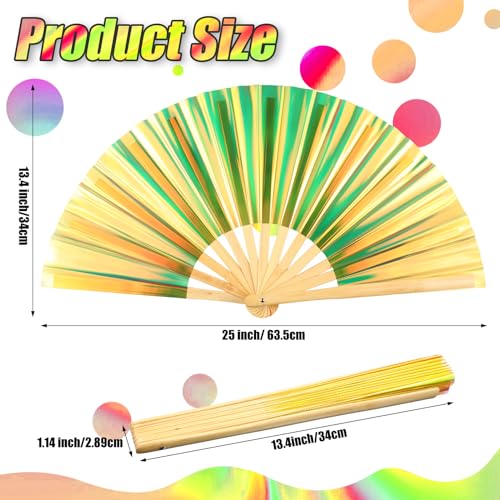 Image of Maitys Large Rave Fan Folding Handheld Fans 13'' Clap Fans for Line Dancing Clack Fan Holographic Festival Accessory for Martial Art Gift Performance, Includes 2 Pouch