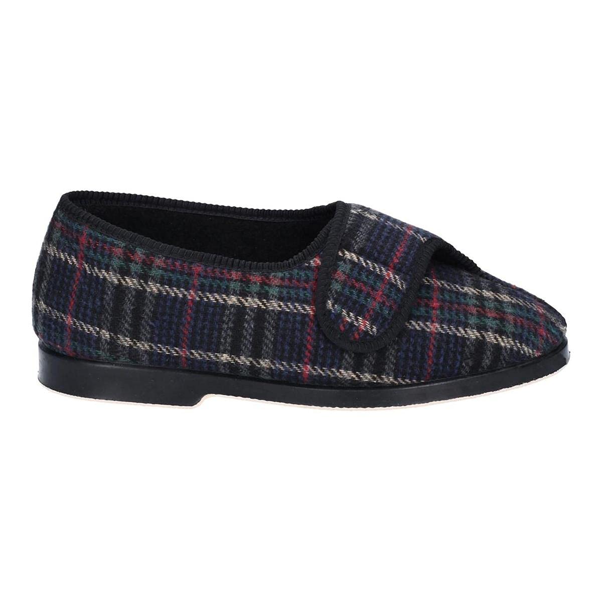 Gbs Touch Fastened Textile Lined Mens Slippers - Checkered - Size 6 7 8 9 10 11