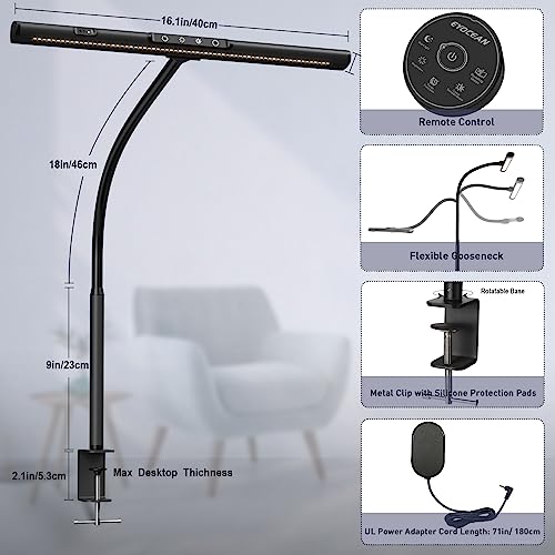 Eyocean Desk Lamp, Led Desk Lamp With Clamp Adjustable Brightness & Color Temperature, Architect Desk Lamp Eye-Caring, Gesture Sensing Desk Light With Flexible Gooseneck& Timer For Home Office, 12W #TOP4