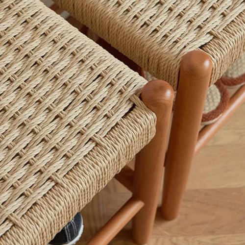 Tabouret en rotin 60cm et meuble à chaussures d'entrée discret