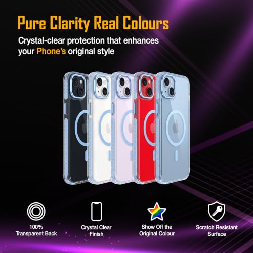 Image of Zapcase Crystal Clear Back case for iPhone 14 Plus | PC Back | TPU Bumper with Inner Rubber Grip | Metal Camera Guard Bezel | Metal Buttons | Scratch Resistant | 2 Layer Edge Protection | Light Blue