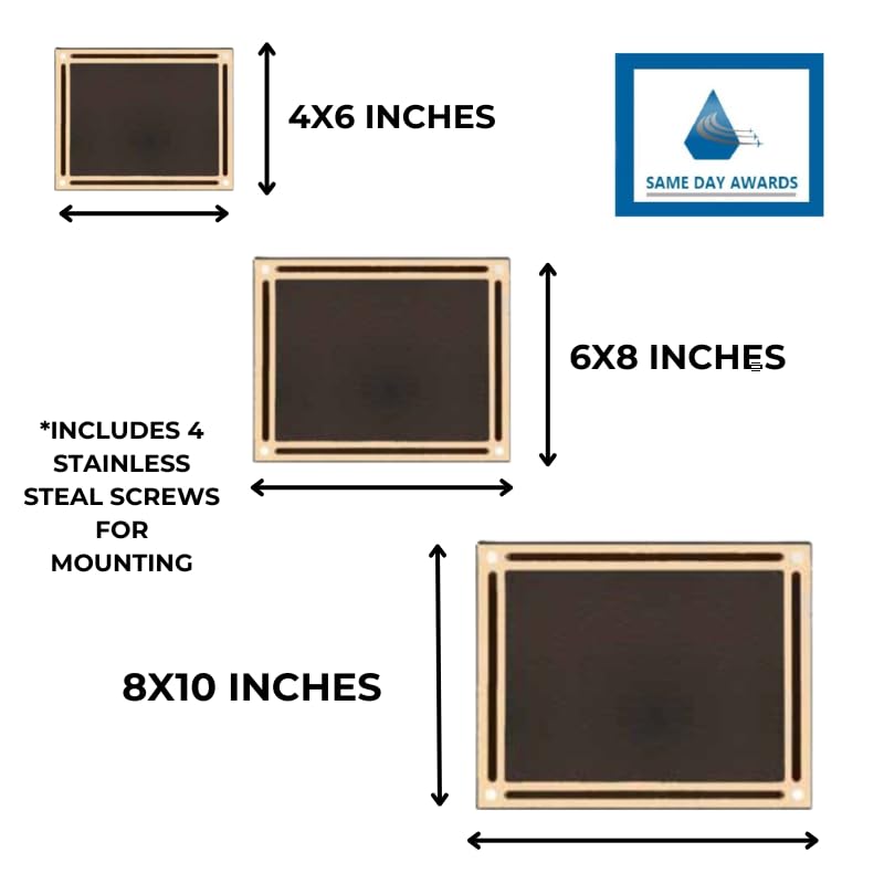 Brown & Gold Outdoor Weatherproof Memorial Plaque with Stainless Steel Screws - Optional Artwork/Symbols Available - Engraving Included (6x8 Inches Brown/Bronze)