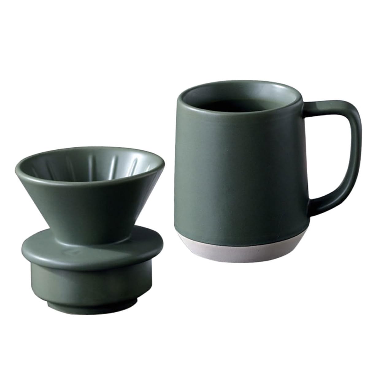 KOMBIUDA Keramik Kaffeefilterbecher und Milchbecher mit Praktischem Handfilter Tragbar und Stilvoll für Zuhause und Büro Keramischer Handfilterbecher