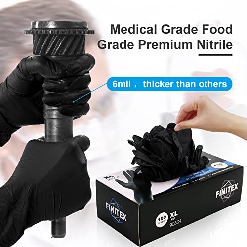 Image of FINITEX Black Nitrile Disposable Medical Exam Gloves 6.3mil Food Cleaning