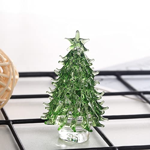 Weisipu Crystal Christmas Tree Figurine Collectibles Small Ornament Paperweight Table Decoration, Crystal Glass Ornament For Home Decor-Green #TOP3