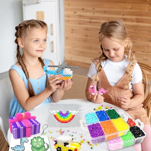 20 Farben 5mm Stück Bügelperlen Set,11000 Steckperlen mit Aufbewahrungsbox, Bügelperlen Platten, Benutzerführung… – Ansicht 5