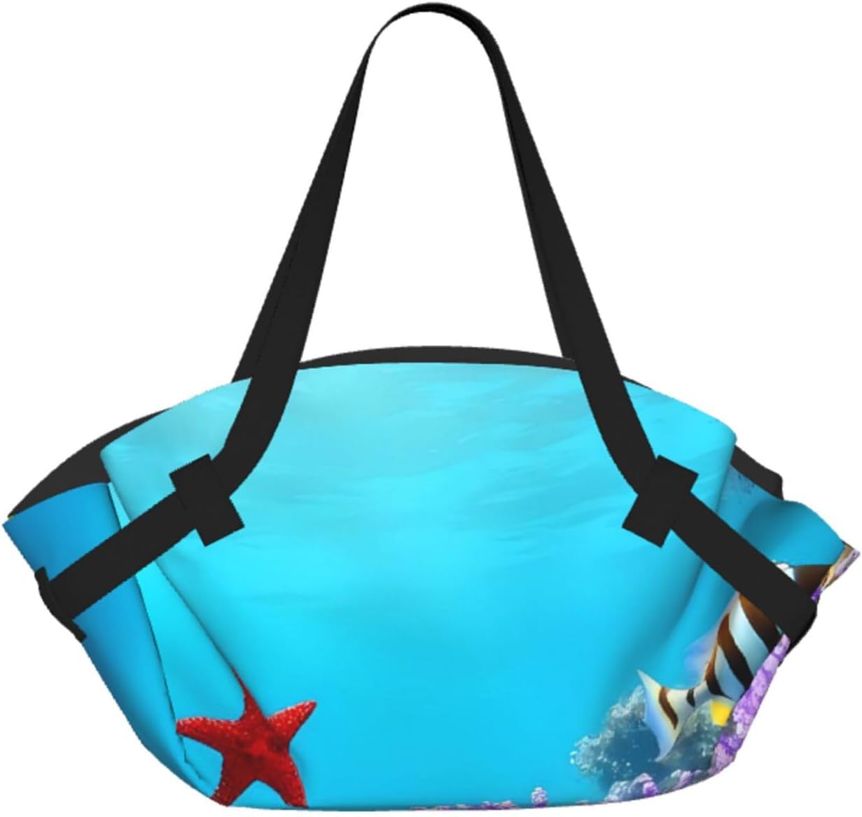 Corals And Tropical Fish Pattern Foldable Camping Tote Bag Picnic Blanket Bag Portable Beach Mat Tote Waterproof Outdoor Picnic Mat Carry Bag