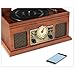 Victrola VTA-250B-MAH 4-in-1 Nostalgic Bluetooth Record Player with 3-Speed Turntable FM Radio and Aux-in Mahogany