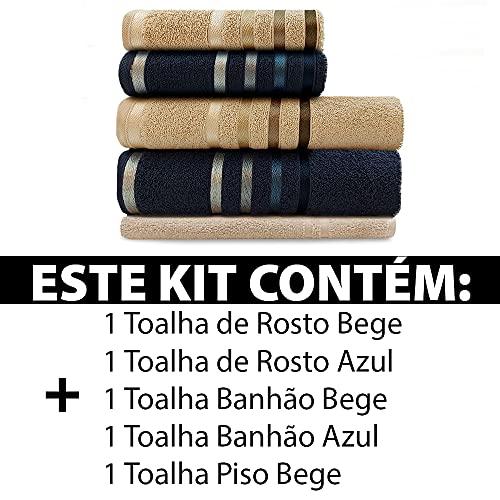 Jogo de toalhas Banhão Gigante Karsten Lumina 5 Peças - Fio Penteado - Emcompre