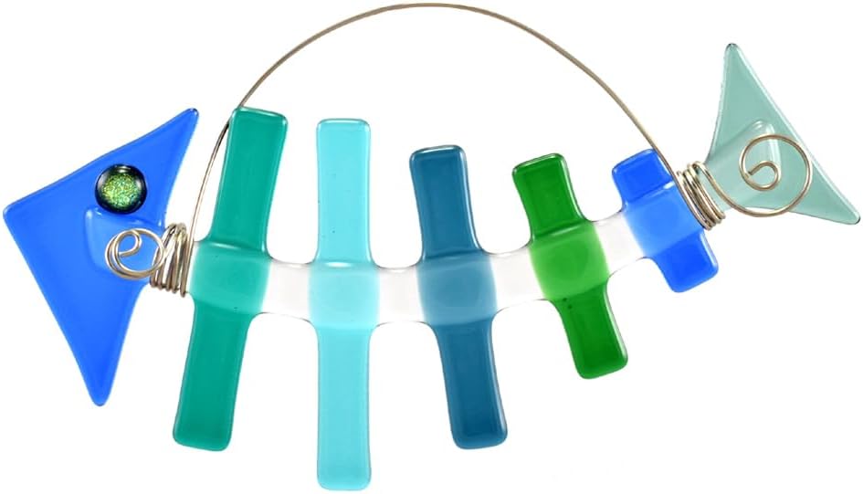 Bonefish American-Made Fused Glass Suncatcher, 4" x 7"