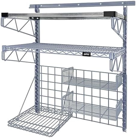 Quantum SGK-401836-3GY Store Grid Medium-Duty Task Station Kit | Heavy-Duty Wall Mount Wire Shelving Unit for Manufacturing Storage | 30"W x 36"H, Proform Gray Epoxy Coated Finish, Carbon Steel, NSF