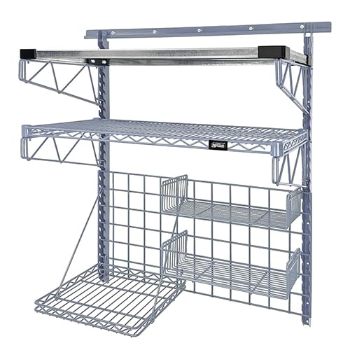 Quantum SGK-401836-3GY Store Grid Medium-Duty Task Station Kit | Heavy-Duty Wall Mount Wire Shelving Unit for Manufacturing Storage | 30"W x 36"H, Proform Gray Epoxy Coated Finish, Carbon Steel, NSF