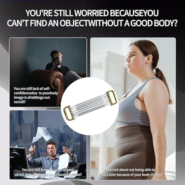 Chest Expander for Men 7 Spring Adjustable, Chest Expander with Aluminum Handle Band, Strength Trainer for Home Office Gym Muscle Training Exerciser