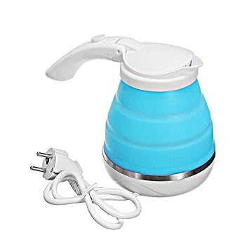 Shopper52 Portable Foldable Electric Kettle with Boil Dry Protection, Food Grade Silicone and Dual Voltage (750 ml, Multicolour)
